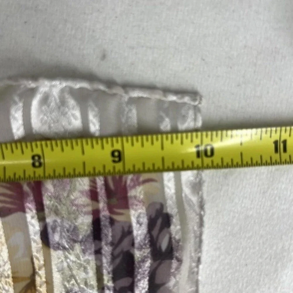 Liz Claiborne Women Floral Striped Oblong Scarf Cream Gold Purple Sheer Metallic